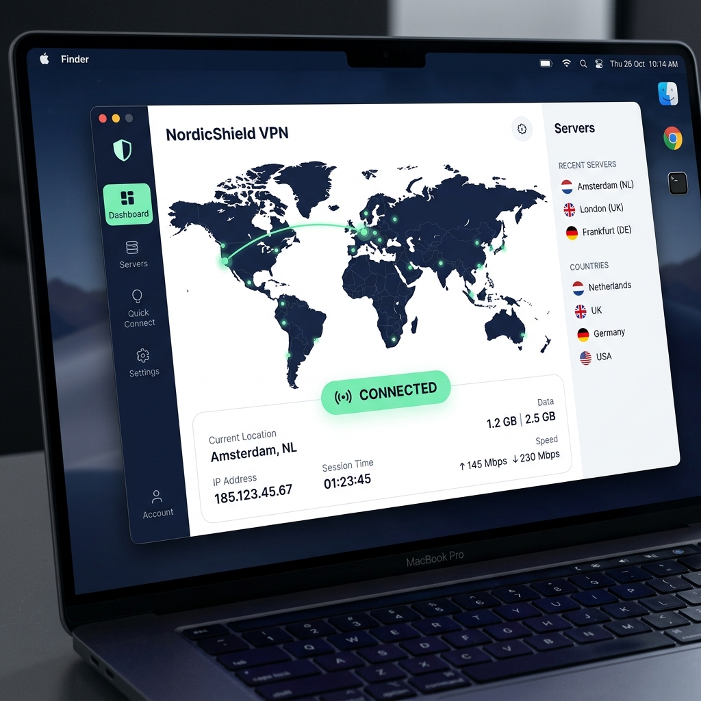 Blackwall VPN app for iPhone and Android, mobile interface showing no-logs VPN connection status
